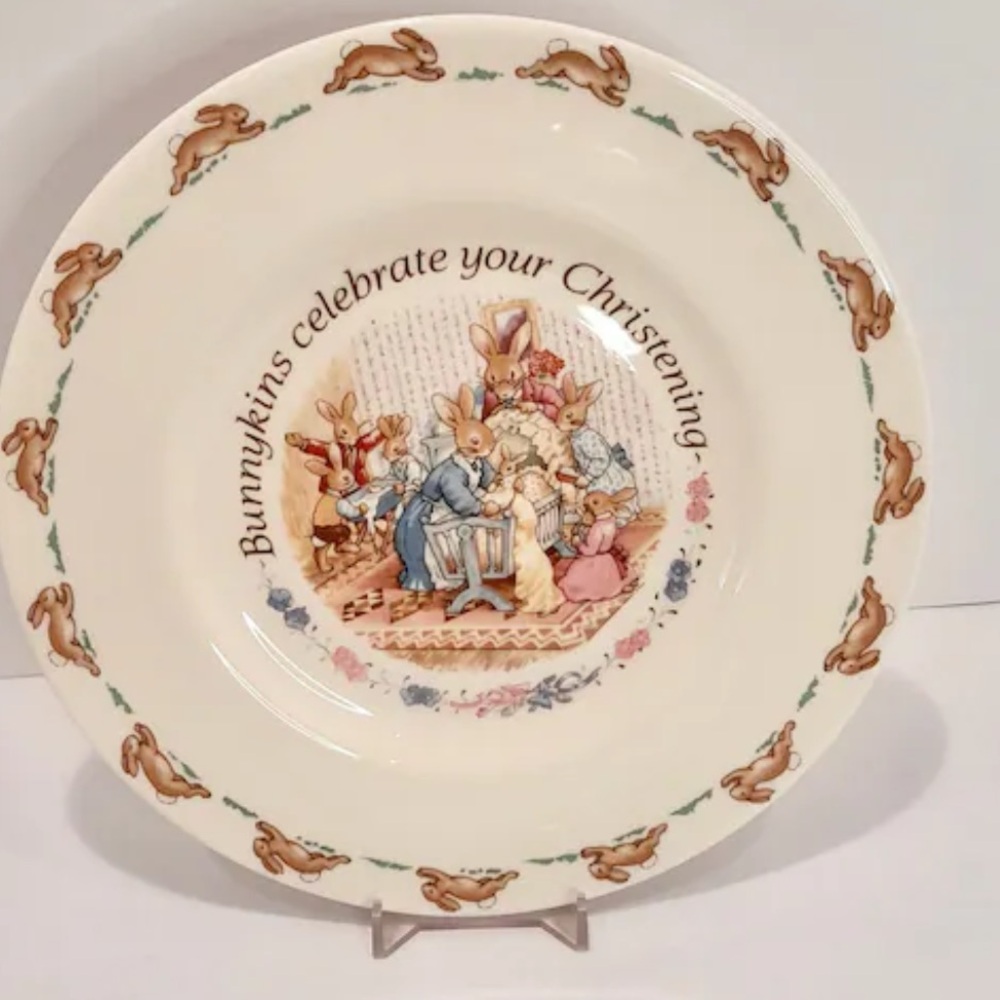 Vintage Bunnykins Royal Doulton Christening Commemorative Collectable Plate